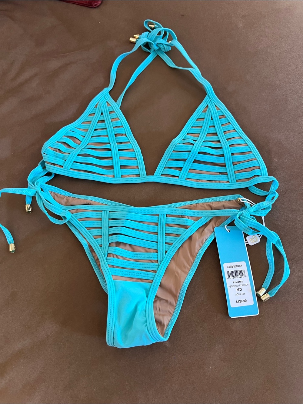Beach Bunny Turquoise Strappy Triangle Bikini